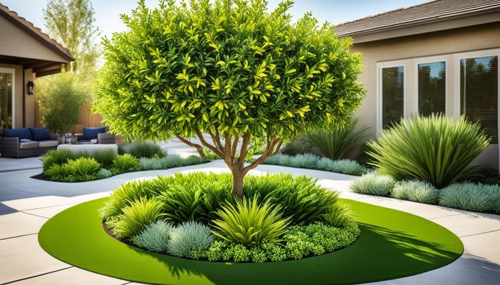 Benefits of artificial citrus for water conservation and low maintenance