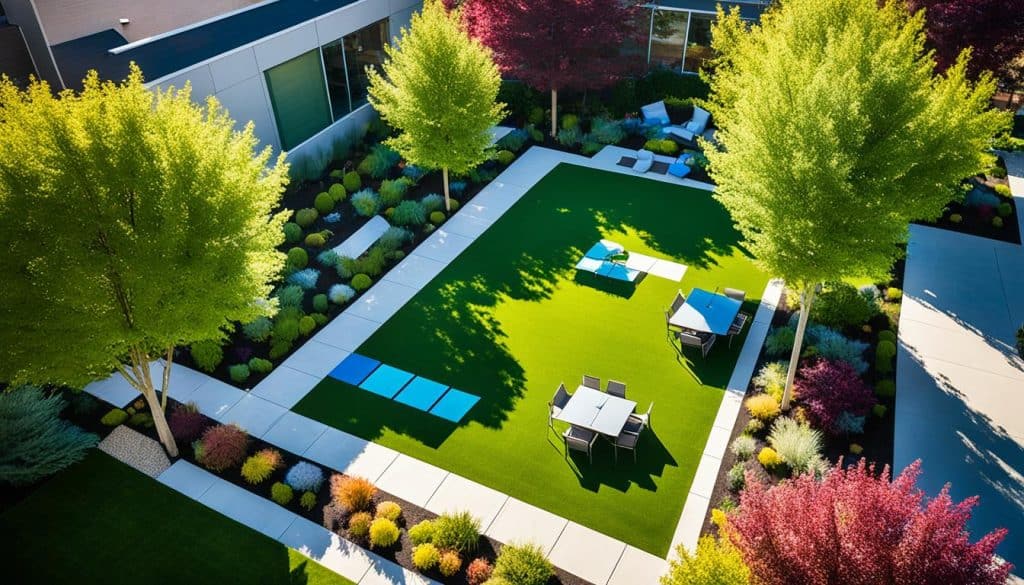 Synthetic turf in beautiful gardens