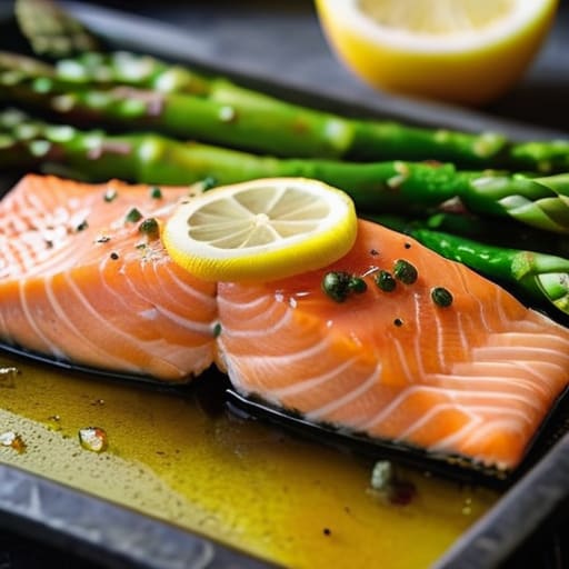 Lemon Herb Salmon Bliss with asparagus.