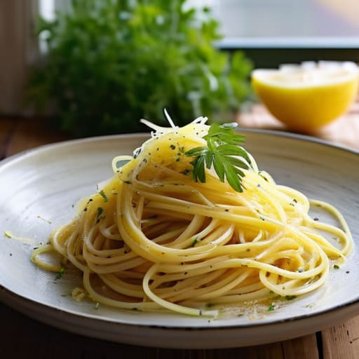 Fresh Zesty Lemon & Garlic Pasta dish.